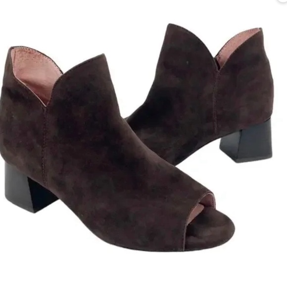 Taryn Rose Brown Suede Leather Open Toes Fleet Ankle Booties, Size 9.5 - Picture 10 of 16